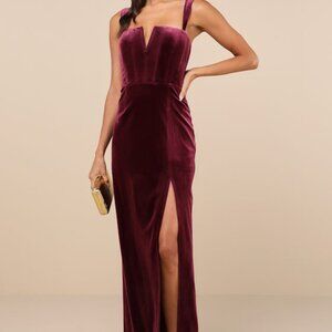 Lulus Pristine Luxury Dark Berry Velvet Bustier Maxi Dress Purple - Size S